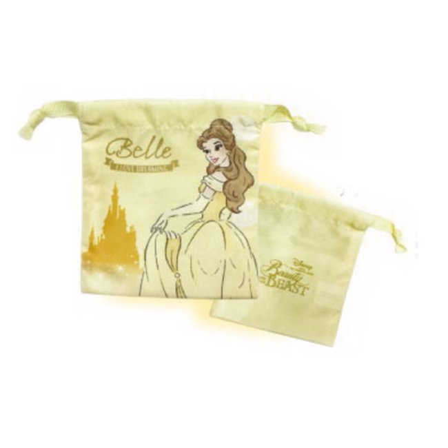 🇯🇵日本 DISNEY Princess 貝兒 BELLE化妝袋 小物袋 索袋 美女と野獣 巾着袋 ミニ きんちゃくポーチ ベル ディズニープリンセス マリモクラフト