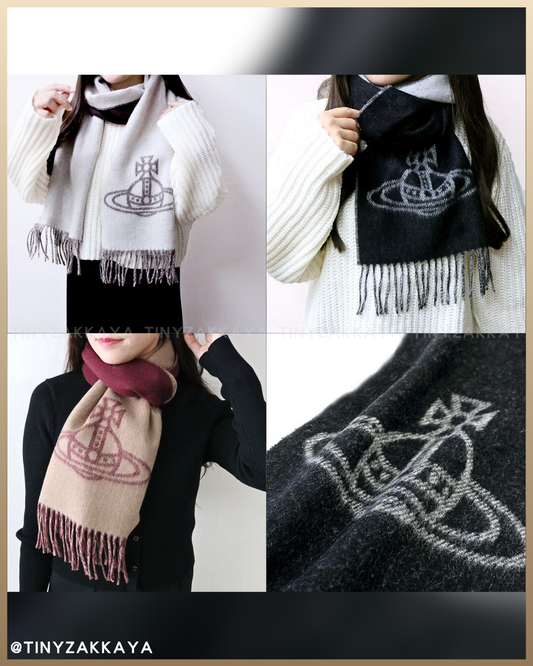 🇯🇵JAPAN ♥ 日本版Vivienne Westwood Double Logo Scarf復古風羊毛雙面頸巾披肩 \ 100% 羊毛製成,保暖又百搭 /
