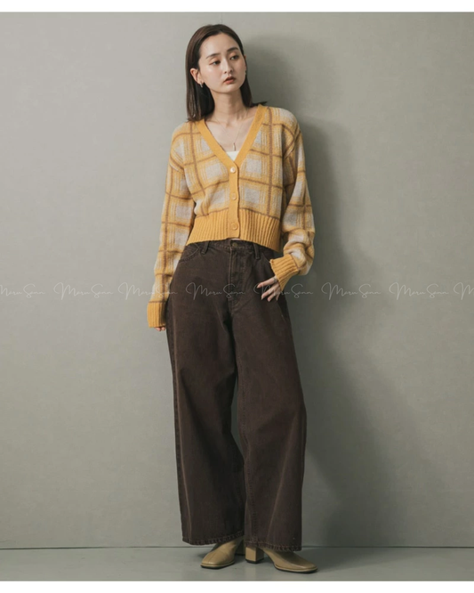 🇯🇵 JAPAN ♥ Mohair Check Cropped Cardigant 毛海格紋短版開襟衫 🔎 ɪᴛᴇᴍ ɴᴏ.: SS-jrqh1015