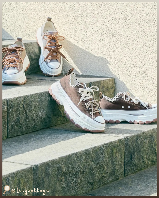 🇯🇵日本限定 ♥ CONVERSE ALL STAR TREKWAVE LACE EDGE OX 荷葉花邊厚底鞋