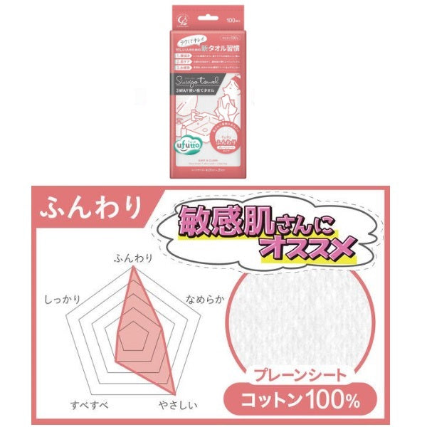 🇯🇵 Made in Japan, COTTON LABO 100% natural cotton wet and dry facial cleansing and makeup remover towel, about 200×200mm, 100 pieces removable packaging COTTON LABO Cotton Face Towelコットン屋さんが作ったフェイスタオルポップアップタイプ 100 pieces