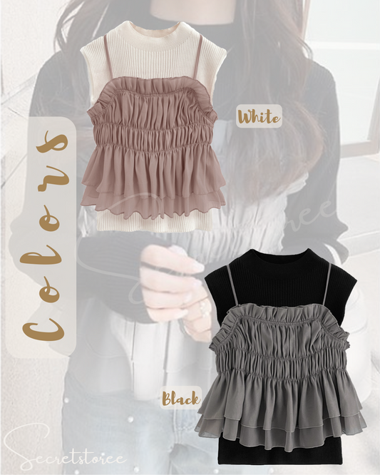 🇯🇵Japan|2-in-1 knit top x transparent bodysuit
★ Product number 🔎 SS-gtu01110