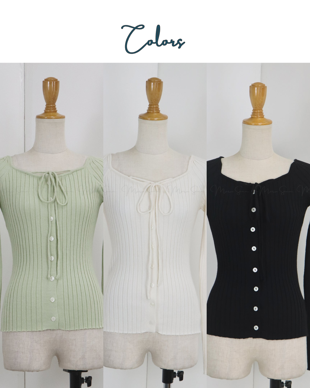 (UK🇬🇧)🇯🇵 JAPAN ♥ Ribbed knit top with square neck and ribbon choker ♥ 蝴蝶結桃心領坑紋 Knit (3色入) 🔎 ɪᴛᴇᴍ ɴᴏ:SS-JS31886