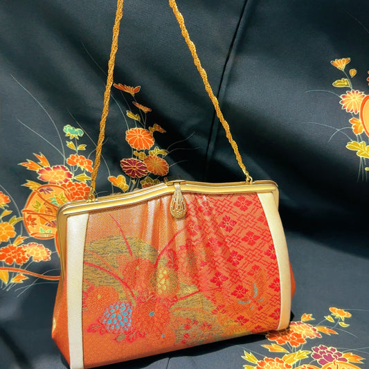 🇯🇵日本古著｜金襴錦織西陣織和裝手袋 口金包 🔎ss-vin017