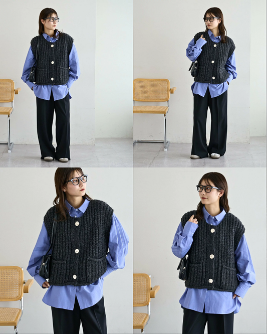 🇯🇵 JAPAN ♥ Big Button Vest with Pockets ♥ 超大鈕扣針織背心外套 🔎 ɪᴛᴇᴍ ɴᴏ.: SS-JRA0019