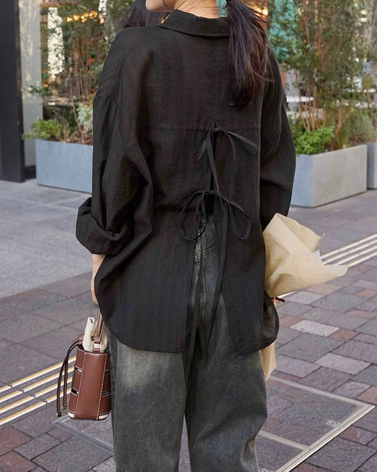 🇯🇵日本 後開衩緞帶蝴蝶結半透襯衫
◇ Japan Back slit ribbon sheer shirt
🔎 ɪᴛᴇᴍ ɴᴏ.: SS-jt274326