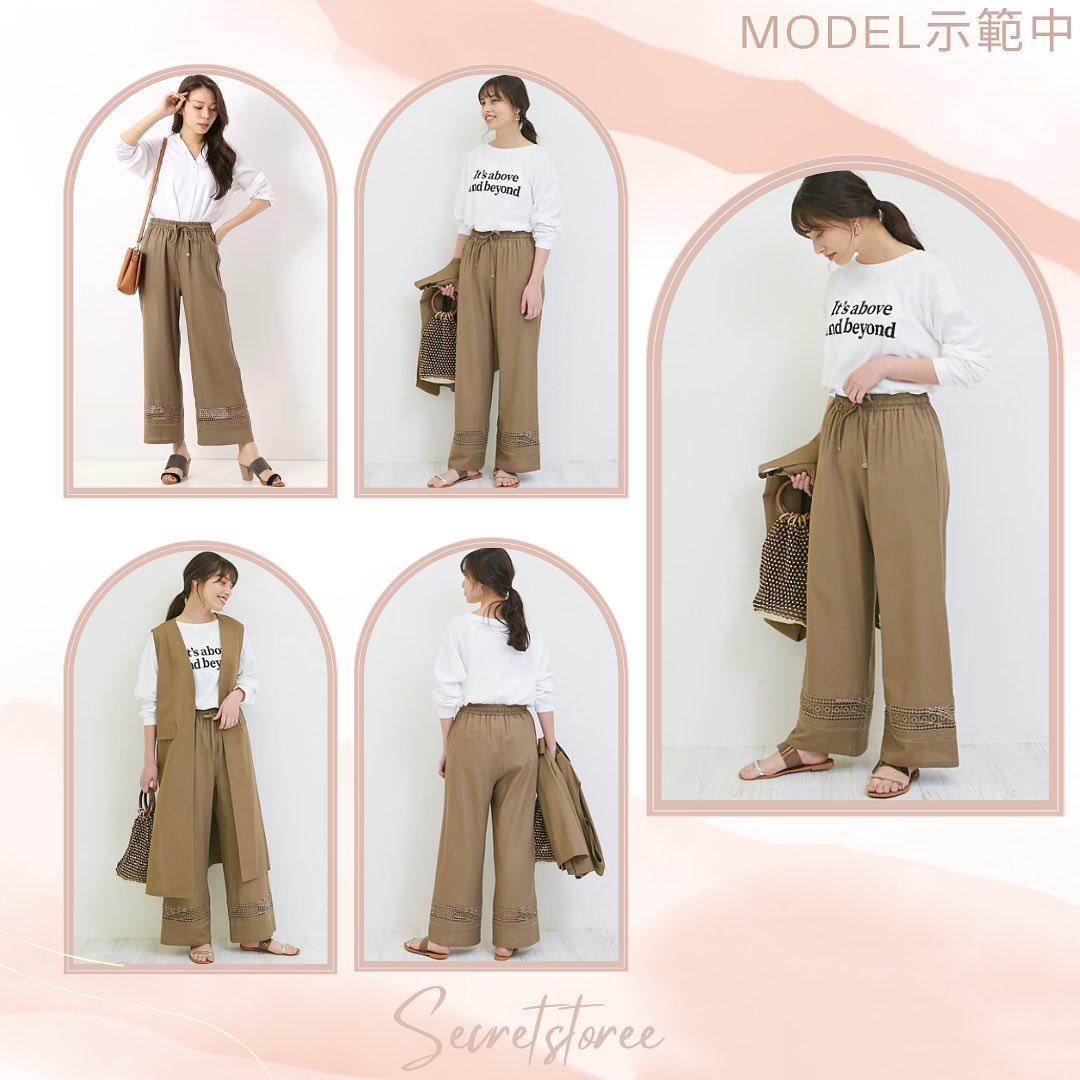 🇯🇵 Japan | Cool cotton and linen hem lace casual pants SS-PVZ1021402A0001 パンツ马レーヨン裾レースイージーパンツ