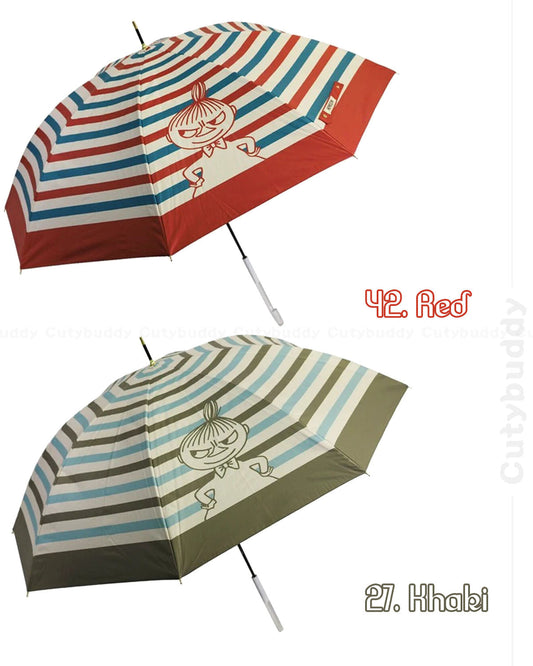 🇯🇵日本 ♡ 2025SS Moomin | Little My umbrella 姆明 | 阿美 抗UV抗紫外線晴雨兼用長柄遮 ムーミン コラボ リトルミイ&ボーダー柄 晴雨兼用手開き長傘