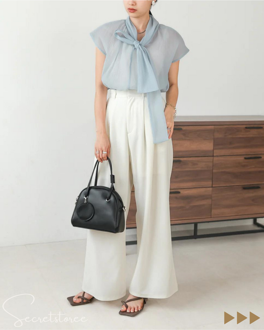 🇯🇵日本|透明紗清爽感☆蝴蝶結襯衫(3色入)
★ 產品編號🔎 SS-bab5320512