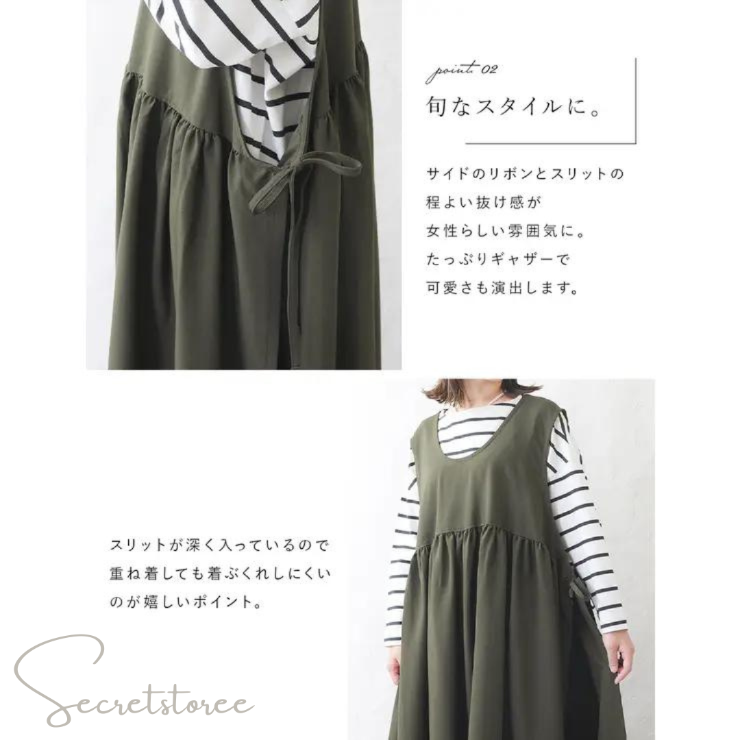 🇯🇵日本｜側邊蝴蝶結2way超大擺連身裙（2色）🔎 SS-63-3091