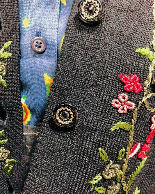 🇯🇵Japanese Vintage Embroidered Rose Red Jacket Vintage Black Rose Outer 🔎 ss-vin072