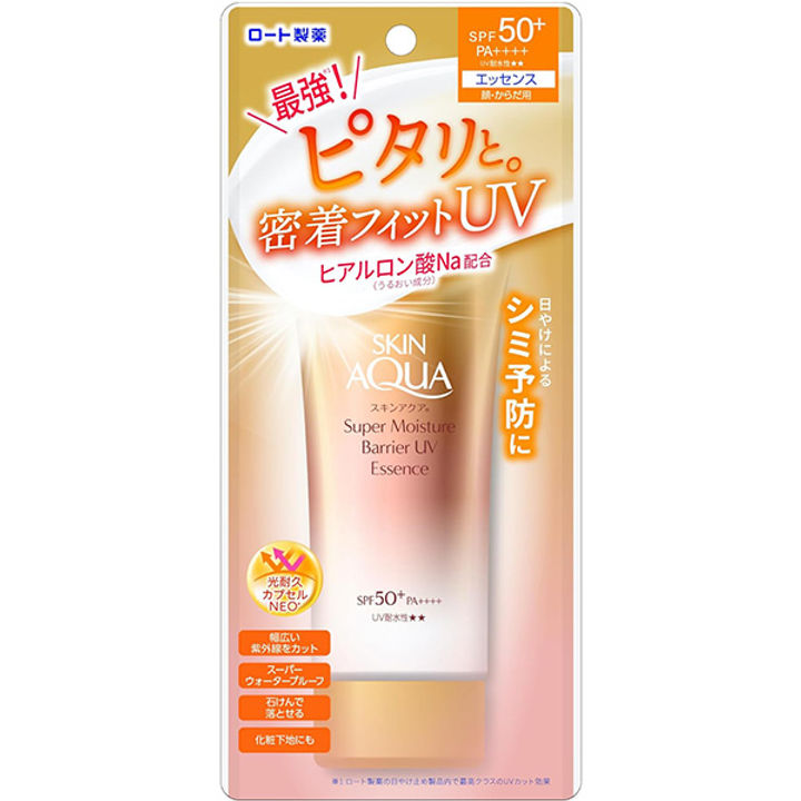 🇯🇵Japanese ROHTO SKIN AQUA Super Moisture Barrier UV Essence Sunscreen SPF50+PA++++ Rohto Hydrating Skin Ultra Moisturizing Sunscreen Essence Sunscreen Sunscreen 100g
