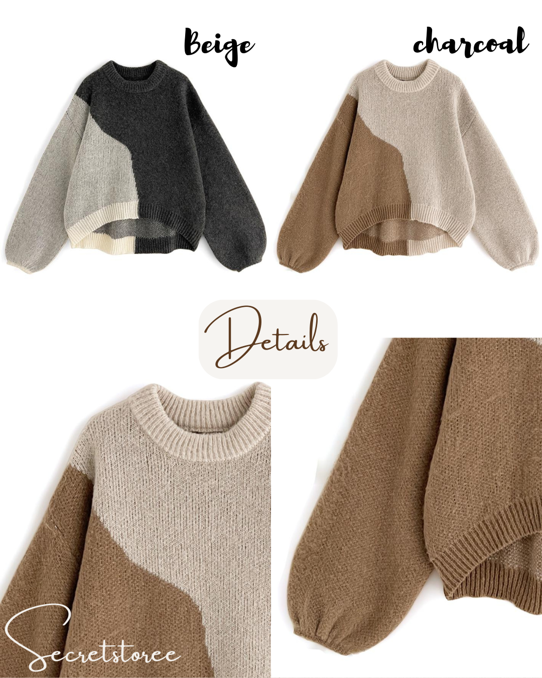 🇯🇵Japan|Colorblocked knit sweater with short front and long back hem SS-tan0122700