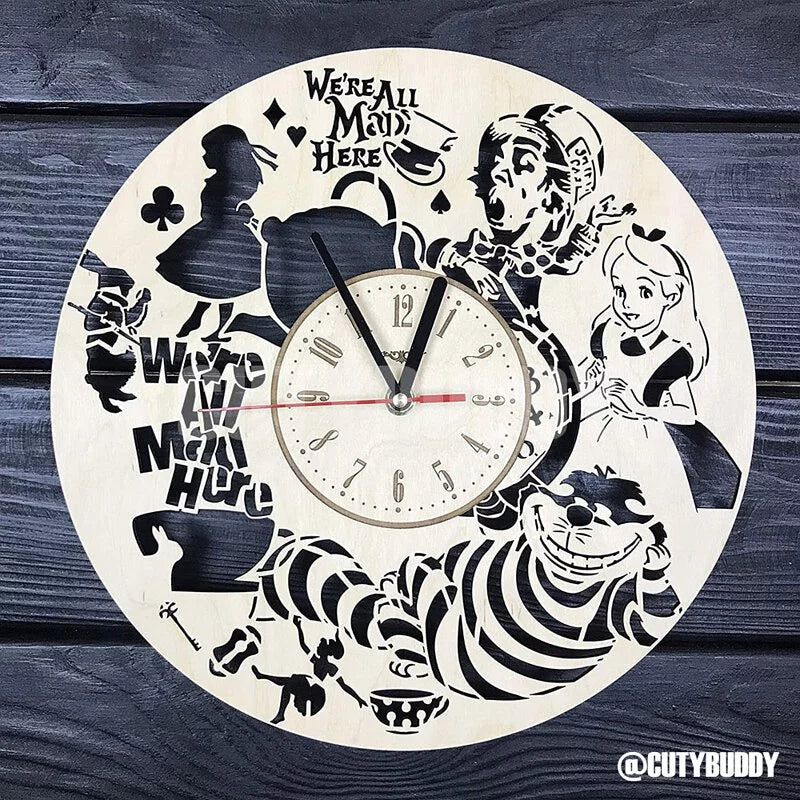🇯🇵日本 ALICE鏤空全人手製木掛牆鐘 ALICE wood wall clock アリス時計