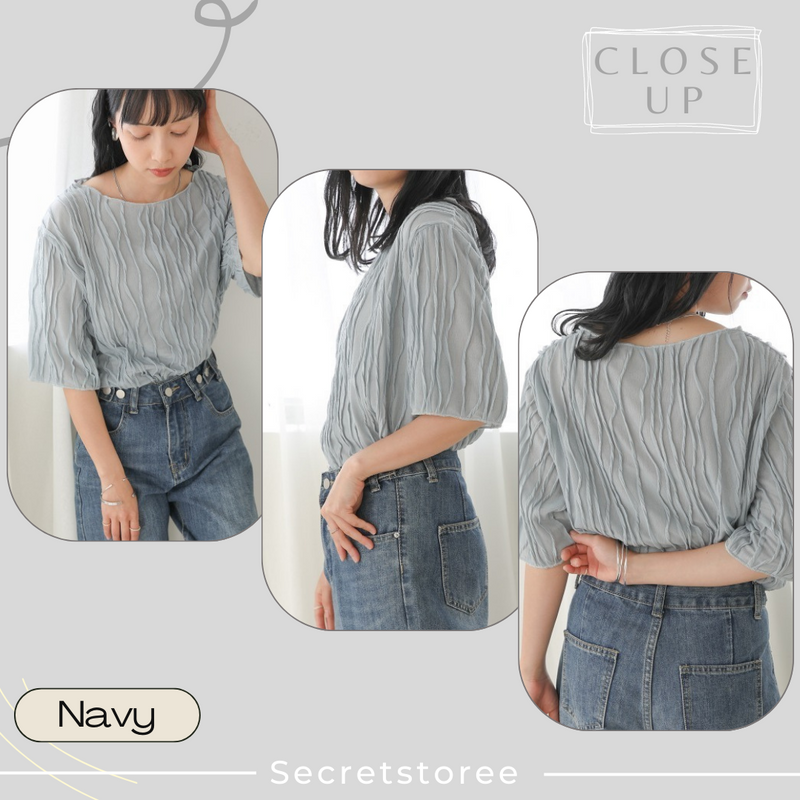 🇯🇵Japan|Soft and stretchy short-sleeved ruffled top SS - 6320002