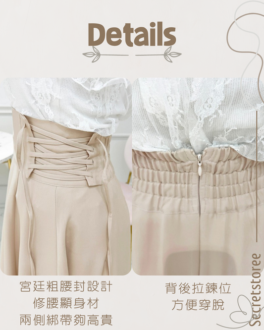 🇯🇵日本|宮廷側綁帶高腰喇叭裙 SS-764111430