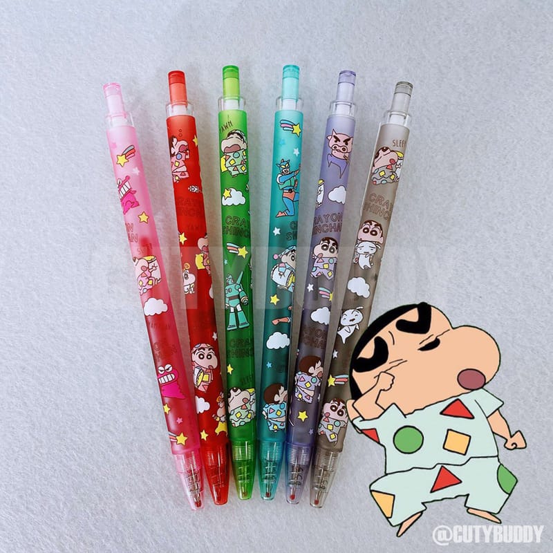 🇯🇵Japanese Crayon Shin-chan Pajama Party Color Press Ball Pen SHINCHAN pajamas ball point pen クレヨンしんちゃんノック-style ゲルペン