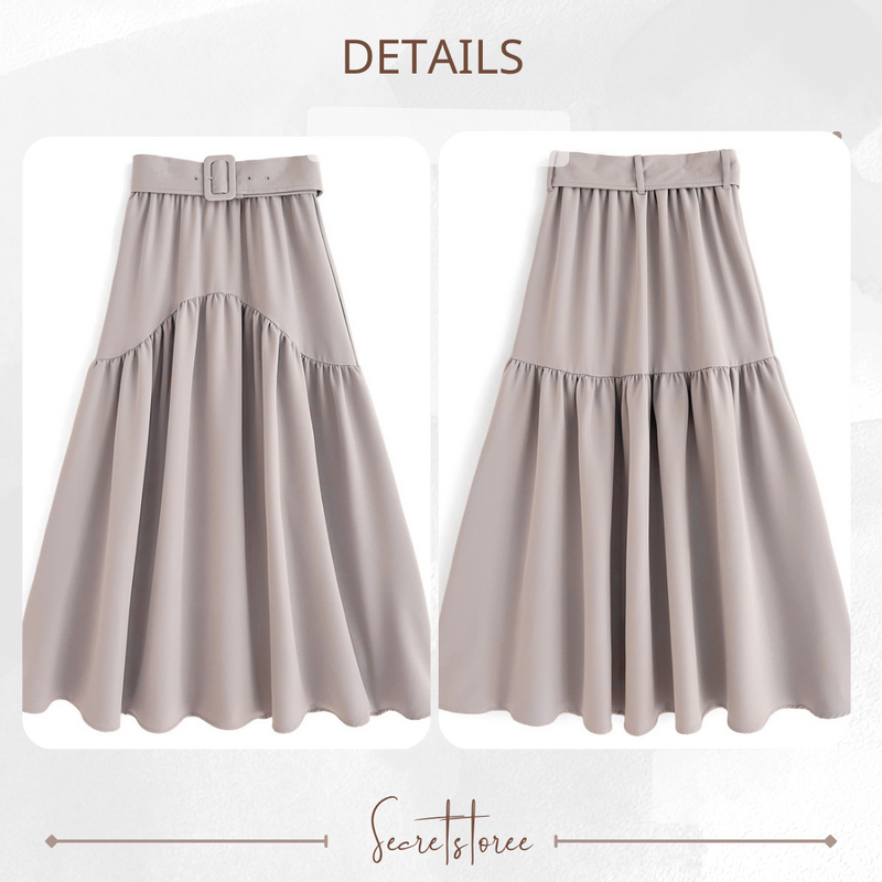 🇯🇵Japan|Romantic Wave Pleated Flared Skirt SS-goc0187