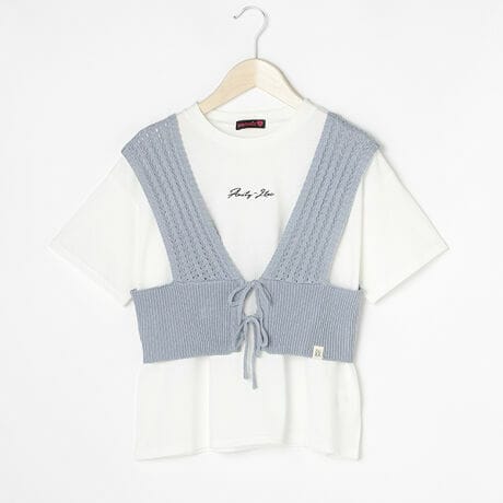 (現貨)🇯🇵日本 LOVE TOXIC 縷空綁帶背心+刺繡字tee套裝