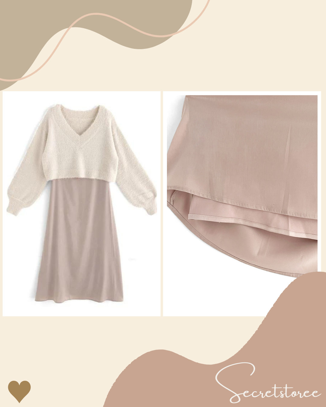 🇯🇵Japan|Two-piece V-neck short sweater & spaghetti-shoulder long dress SS-okz31300