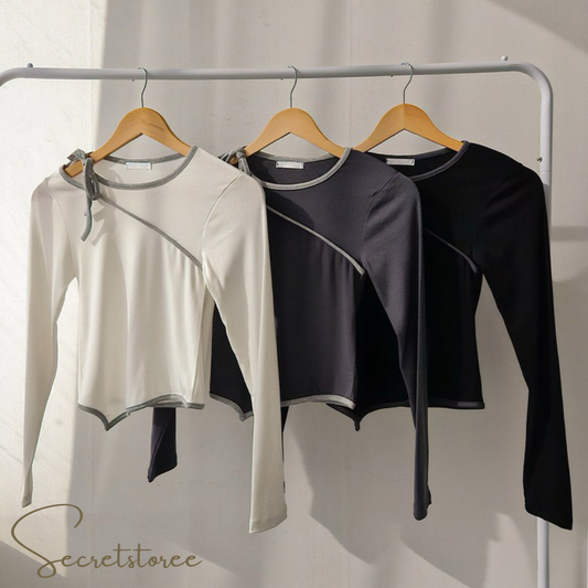 Diagonal Tie Bow Fake 2-Piece Top
★ Product Code 🔎 SS-sdwp1f26