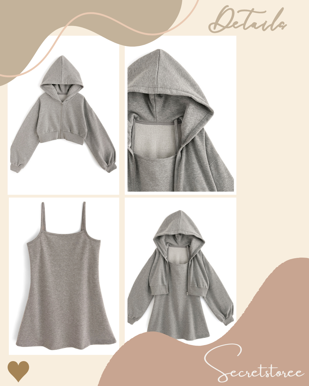 🇯🇵Japan|Cropped Hoodie x Suspender Dress Tracksuit (4 Colors) SS-gpm03660