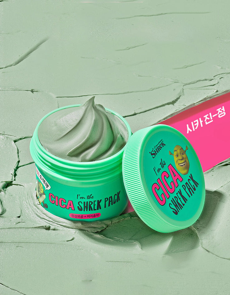 🇰🇷韓國|粉刺吸塵機🔥敏感痘痘肌可用|DREAMWORKS 夢工廠 史力加積雪草薄荷綠泥清潔泥膜 SHREK I'm the Cica Shrek Pack 120g 올리브영 드림웍스 아임더 시카 슈렉팩