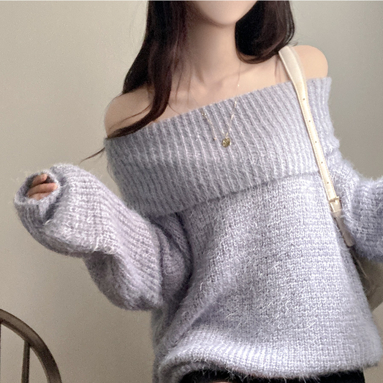 🇰🇷KOREA ♥ Baby Bed-In Boule Off-Shoulder Knit 寬鬆一字領毛毛針織衫 (3色入) 🔎 ɪᴛᴇᴍ ɴᴏ.: SS-KSSNT33899