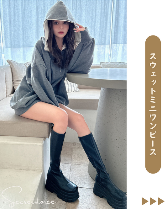 🇯🇵Japan|Zip-up Hooded Sweat-Wicking Mini Dress (3 Colors) SS-gpm3870