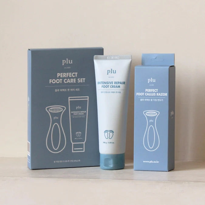 🇰🇷韓國 |不銹鋼安全刀片,輕柔去死皮|PLU 強效角蛋白強化修護足霜+完美足部去角質板套裝 PLU Intensive Repair Foot Cream + Perfect Foot Callus Razor (set) 발 각질 면도기1개+풋크림 1개 세트