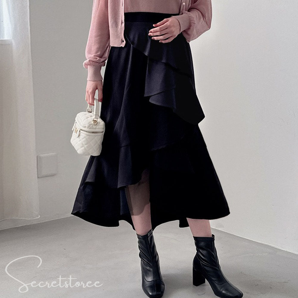 🇯🇵Japanese asymmetric tulle ruffle skirt (2 colors) skirt スカート★ Product number🔎 SS-jgpu0240
