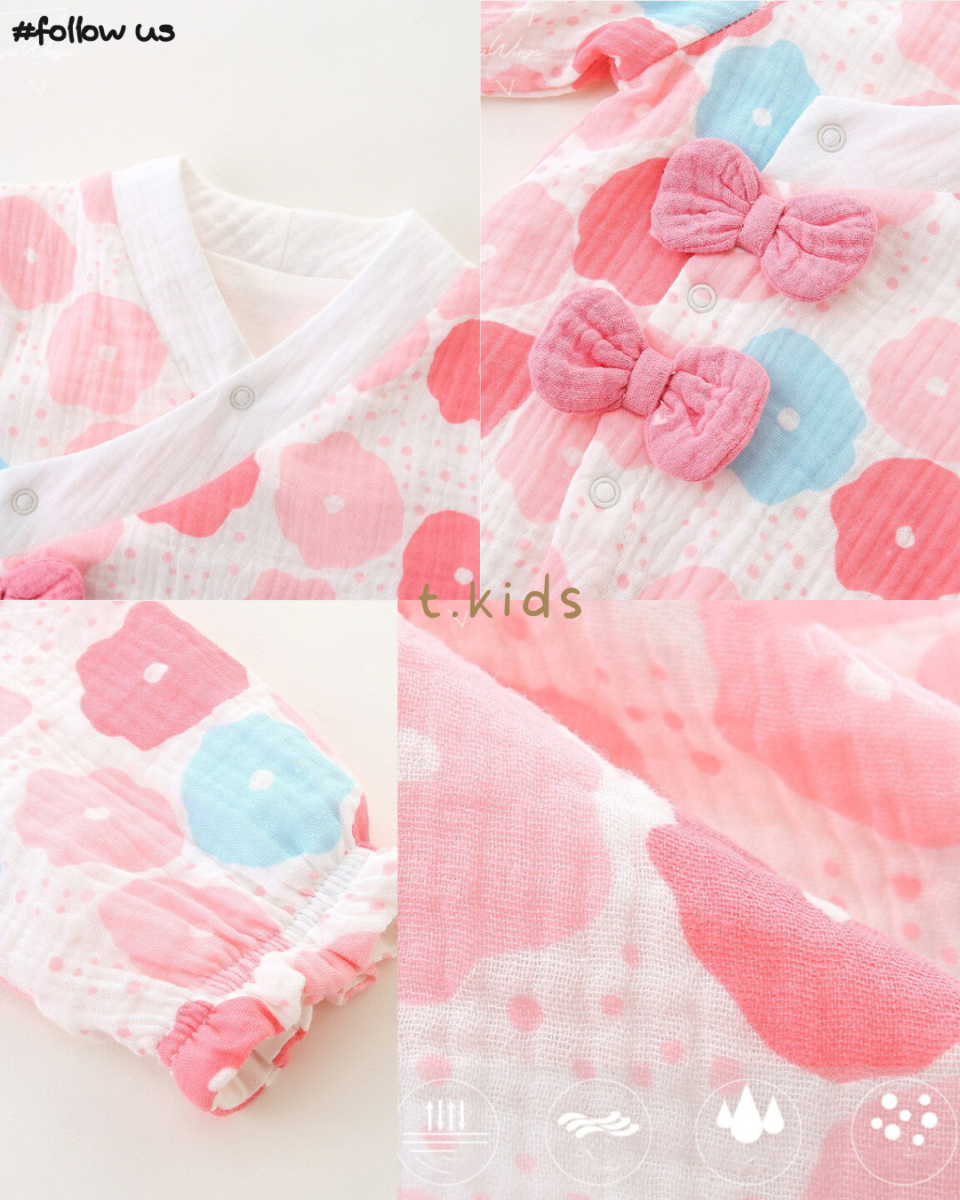 🇯🇵日本｜Jinbei rompers for babies, newborns, kids, children's clothing 花花蝴蝶結兒童浴衣甚平
甚平ロンパース　ベビー　新生児　キッズ　子供服