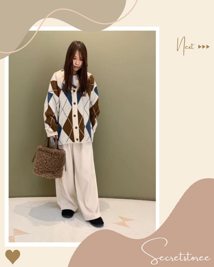 🇯🇵Japan｜Versatile Diamond Knit Cardigan★ SS-6A33L2D0900