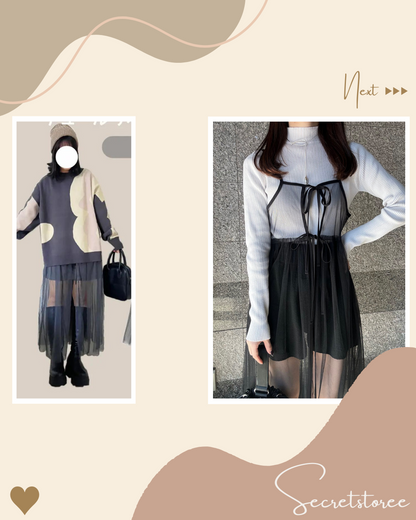 🇯🇵Japan｜Tulle Ribbon Slip Dress★ SS-gofo18730 