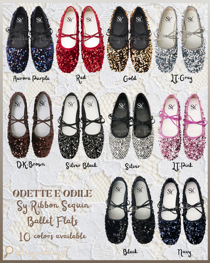 🇯🇵JAPAN ♥ UNITED ARROWS ODETTE E ODILE Sy Ribbon Sequin Ballet Flats 亮片芭蕾舞鞋 jrmd5308