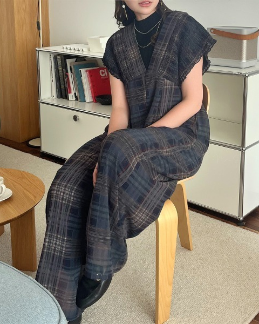 (UK🇬🇧)🇯🇵 JAPAN ♥ Rejoule Checkered Shirred Overalls ♥ Rejoule 格紋褶皺連身褲  🔎 ɪᴛᴇᴍ ɴᴏ：SS-JSR256510440