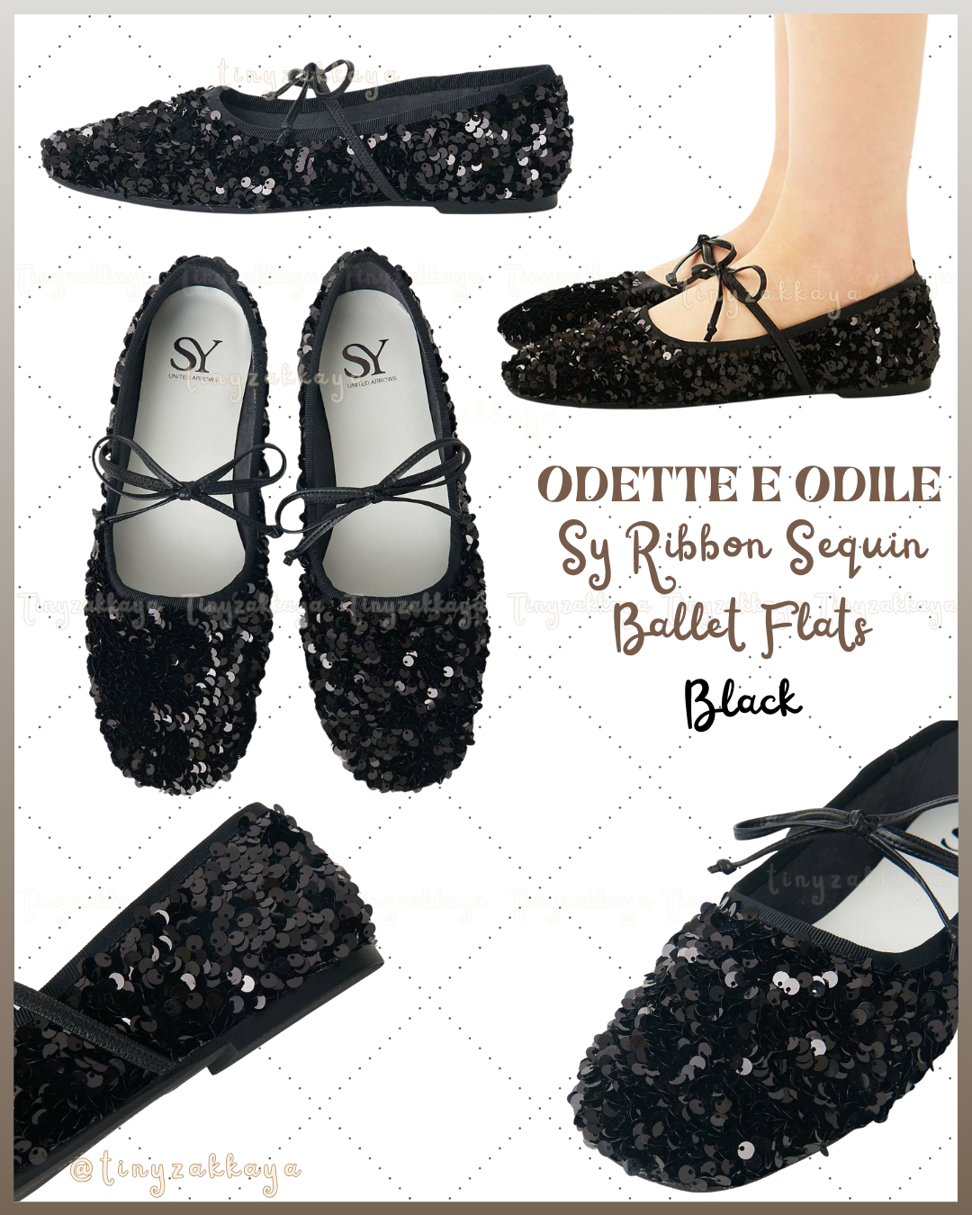 🇯🇵JAPAN ♥ UNITED ARROWS ODETTE E ODILE Sy Ribbon Sequin Ballet Flats 亮片芭蕾舞鞋 jrmd5308