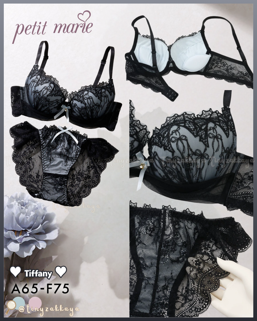 🇯🇵JAPAN ♥ PALISSEE PETIT MARIE 「Ribbon nocturne」系列蕾絲內衣褲套裝 Lace lingerie set