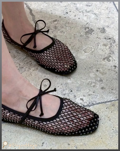🇯🇵JAPAN ♥ UNITED ARROWS ODETTE E ODILE Sy Greanet Ballet Flats (BALE FLT10) 水鑽漁網紗芭蕾舞鞋