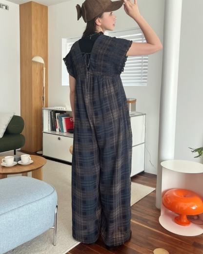 (UK🇬🇧)🇯🇵 JAPAN ♥ Rejoule Checkered Shirred Overalls ♥ Rejoule 格紋褶皺連身褲  🔎 ɪᴛᴇᴍ ɴᴏ：SS-JSR256510440