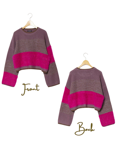 🇯🇵 JAPAN ♥ AS KNOW AS PINKY Feather yarn gradient knit sweater 羽毛紗線針織短版漸層女款毛衣 (3色入)   🔎 ɪᴛᴇᴍ ɴᴏ.： SS-jspn0659