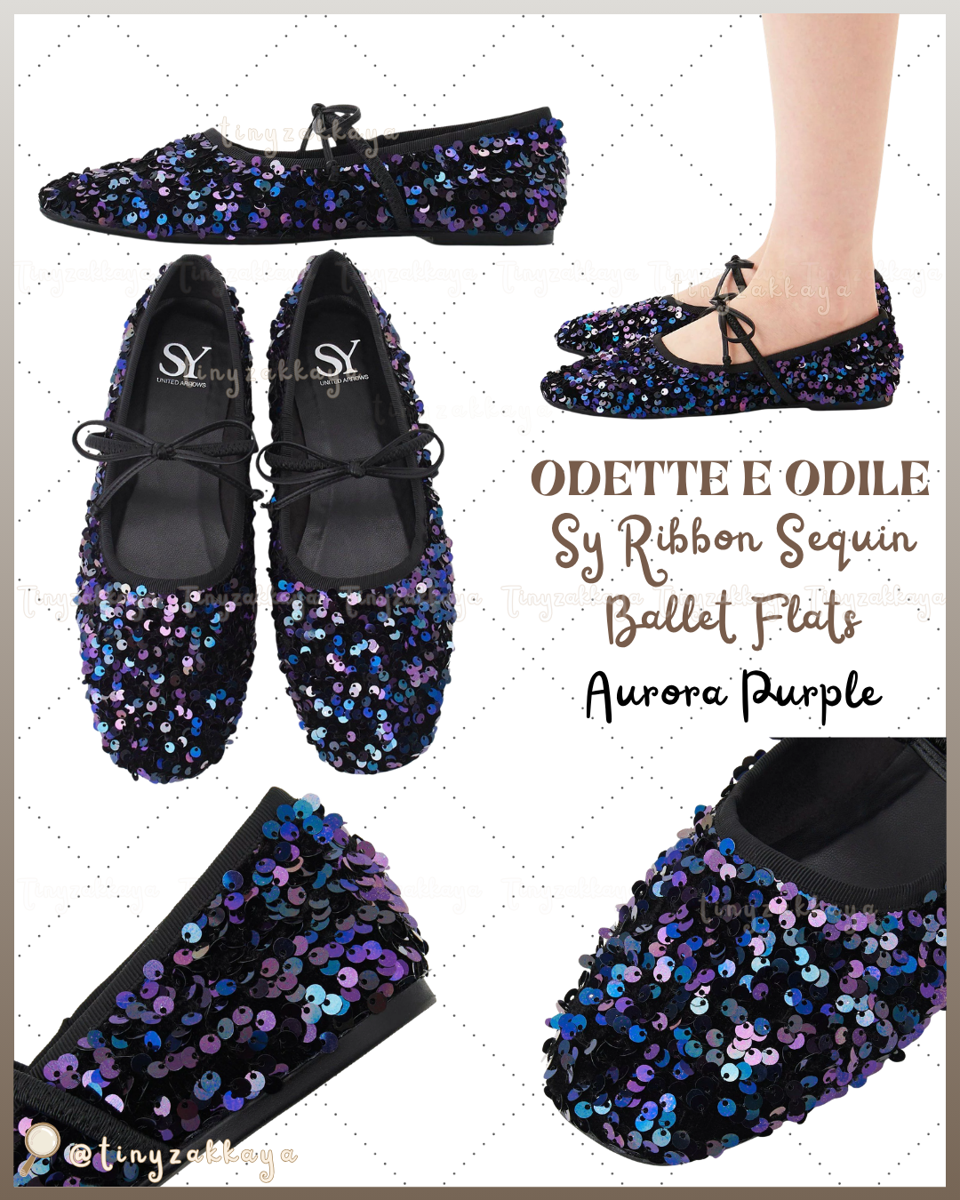 🇯🇵JAPAN ♥ UNITED ARROWS ODETTE E ODILE Sy Ribbon Sequin Ballet Flats 亮片芭蕾舞鞋 jrmd5308