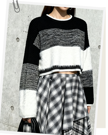 🇯🇵 JAPAN ♥ AS KNOW AS PINKY Feather yarn gradient knit sweater 羽毛紗線針織短版漸層女款毛衣 (3色入)   🔎 ɪᴛᴇᴍ ɴᴏ.： SS-jspn0659