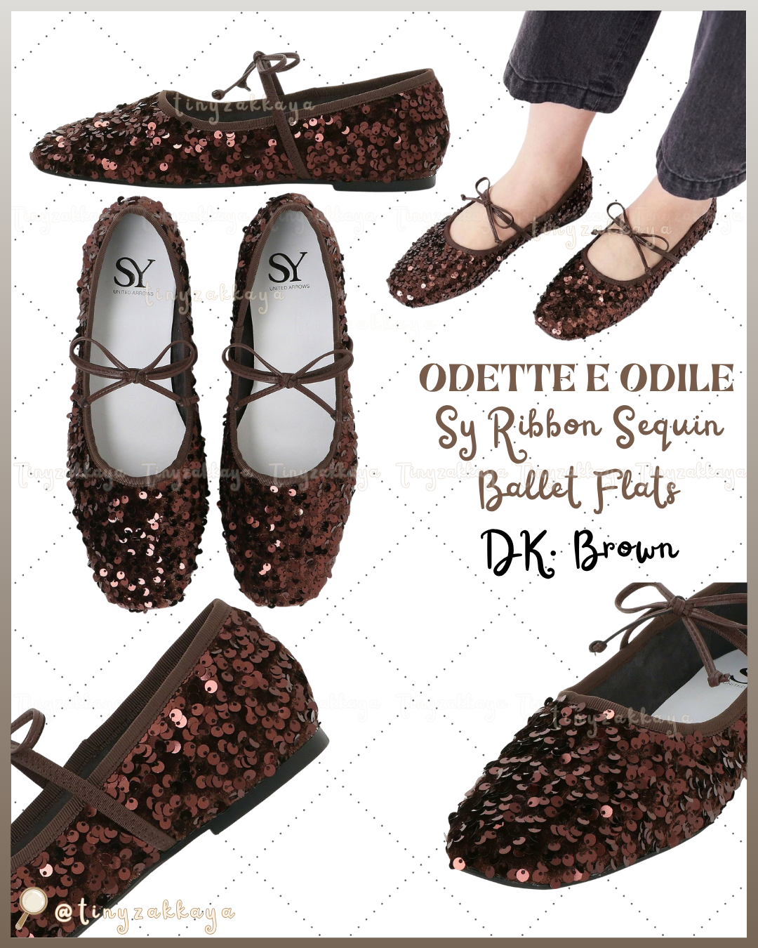 🇯🇵JAPAN ♥ UNITED ARROWS ODETTE E ODILE Sy Ribbon Sequin Ballet Flats 亮片芭蕾舞鞋 jrmd5308