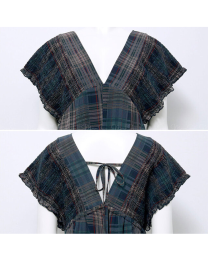 (UK🇬🇧)🇯🇵 JAPAN ♥ Rejoule Checkered Shirred Overalls ♥ Rejoule 格紋褶皺連身褲  🔎 ɪᴛᴇᴍ ɴᴏ：SS-JSR256510440