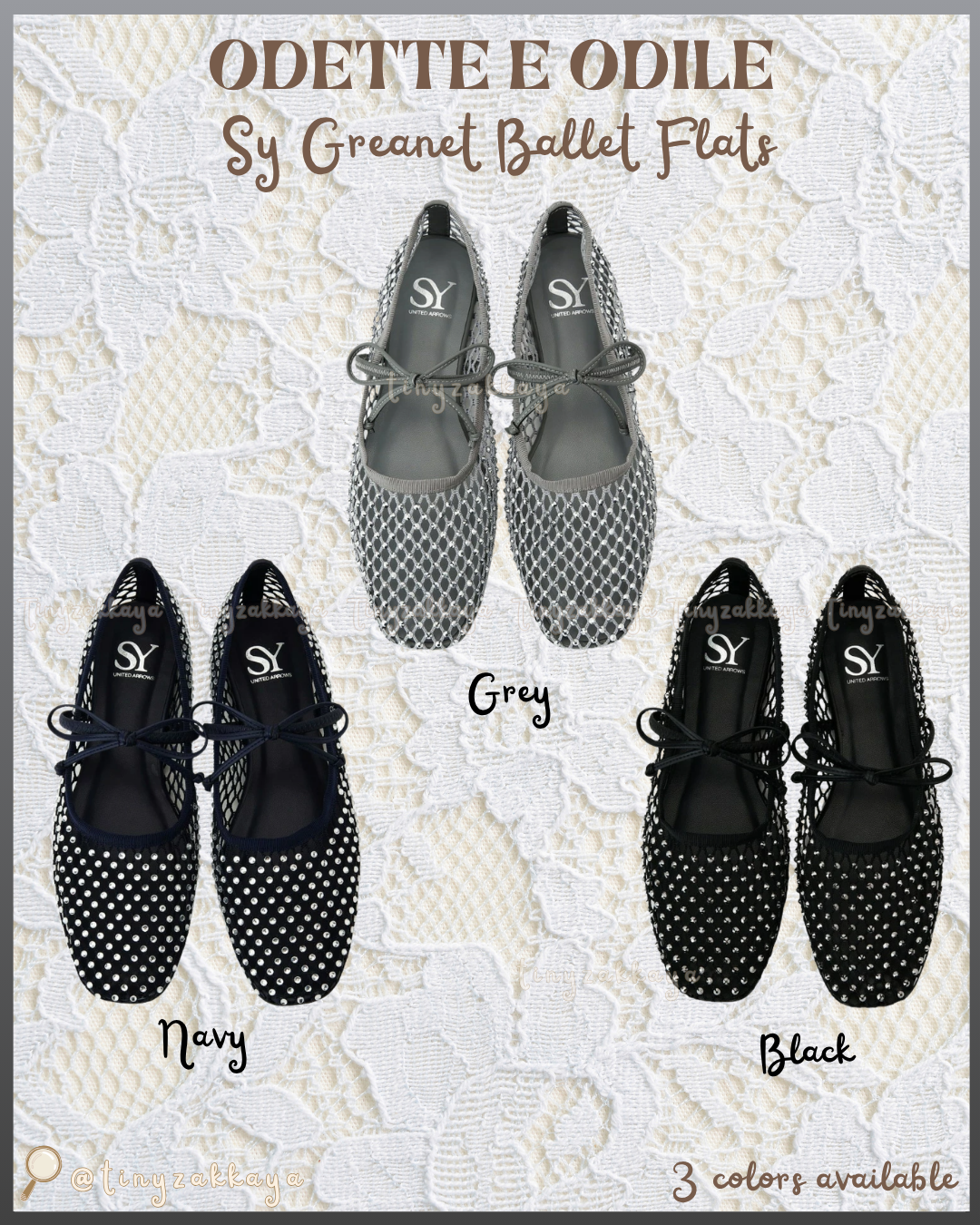 🇯🇵JAPAN ♥ UNITED ARROWS ODETTE E ODILE Sy Greanet Ballet Flats (BALE FLT10) 水鑽漁網紗芭蕾舞鞋