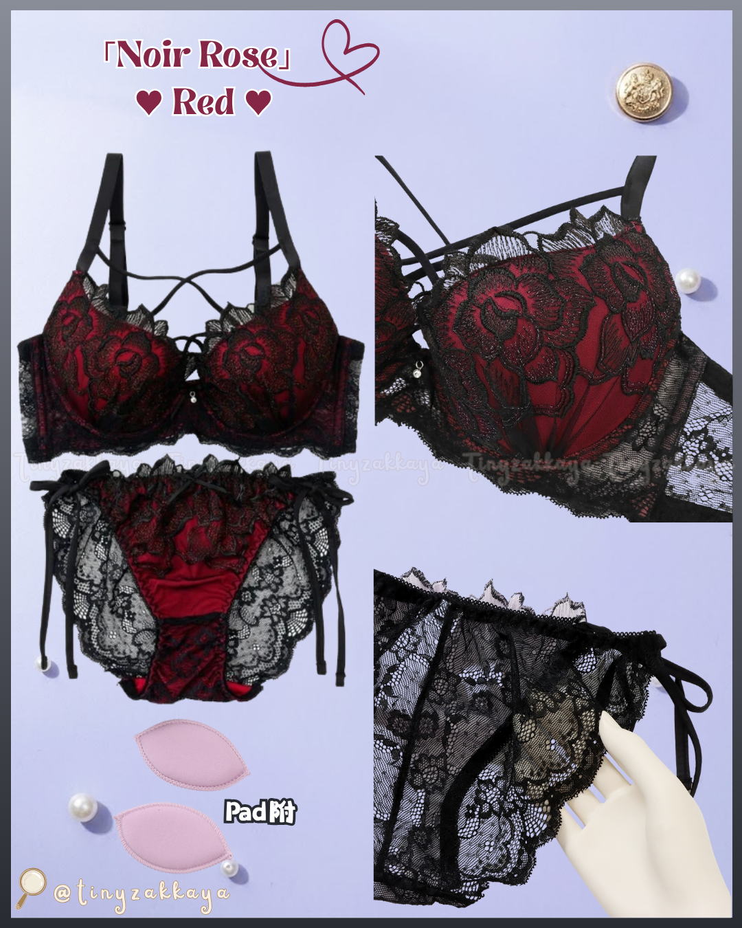 🇯🇵JAPAN ♥ SPARKS Noir Rose 大花刺繡側邊緞帶華麗性感高腰深V內衣與內褲套裝 Noir Rose Glamorous and sexy bra set with large floral embroidery and side ribbons&nbsp;