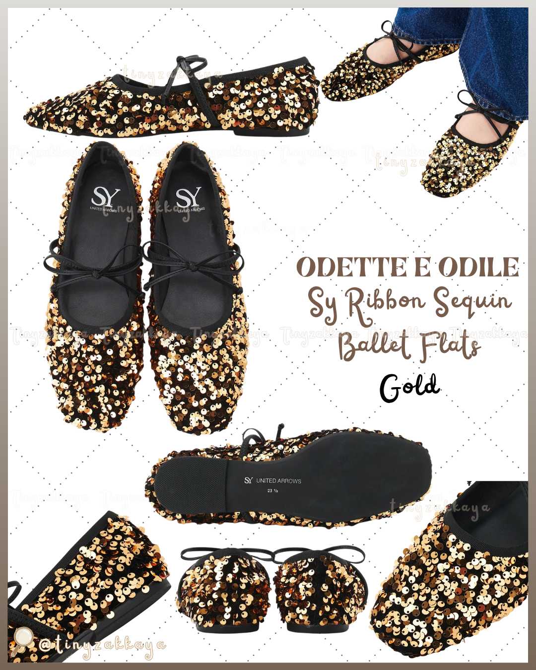 🇯🇵JAPAN ♥ UNITED ARROWS ODETTE E ODILE Sy Ribbon Sequin Ballet Flats 亮片芭蕾舞鞋 jrmd5308