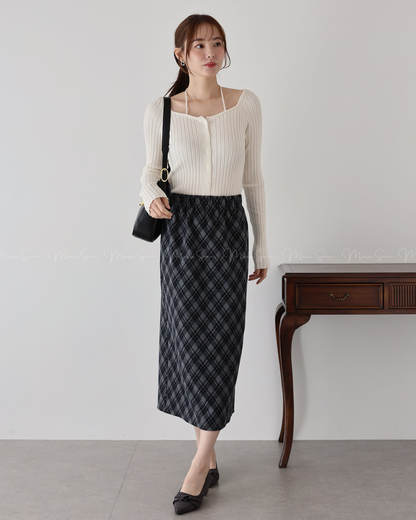 (UK🇬🇧)🇯🇵 JAPAN ♥  Ribbed knit top with square neck and ribbon choker ♥ 蝴蝶結桃心領坑紋 Knit (3色入)  🔎 ɪᴛᴇᴍ ɴᴏ：SS-JS31886