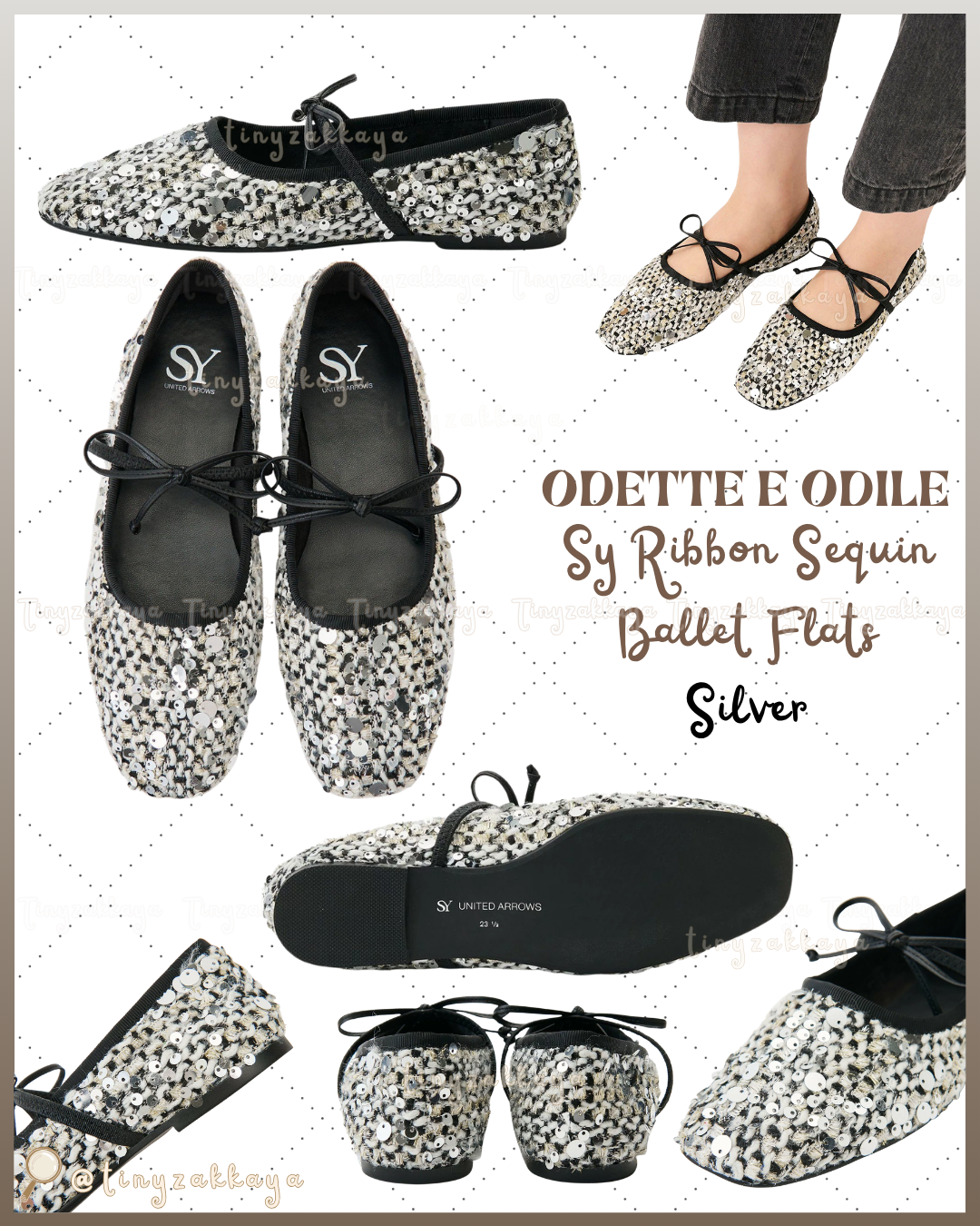 🇯🇵JAPAN ♥ UNITED ARROWS ODETTE E ODILE Sy Ribbon Sequin Ballet Flats 亮片芭蕾舞鞋 jrmd5308